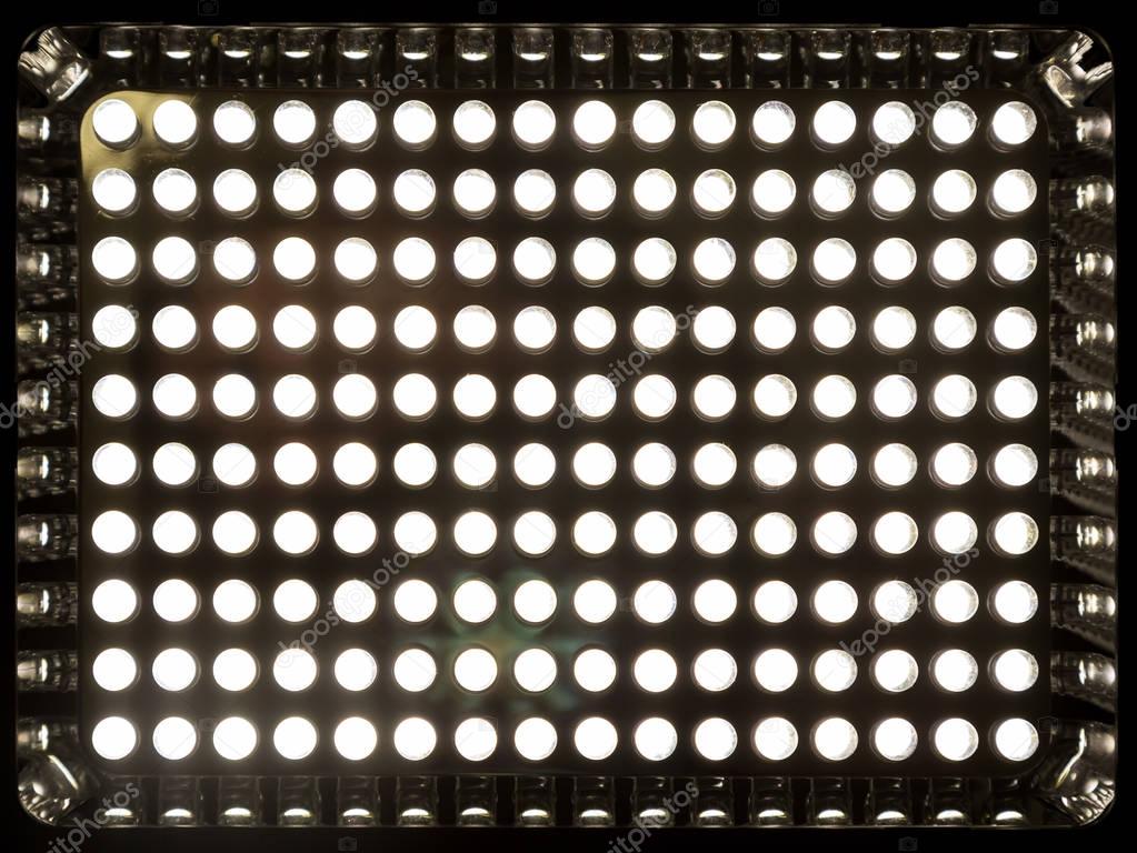 Led lighting device for photo and video shooting. A matrix of 160 diodes of daylight. Color temperature 5500 Kelvin. Pro LED Video light.