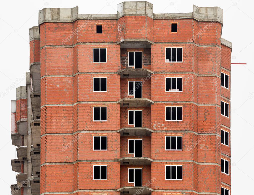 The construction of multi-storey houses of red brick