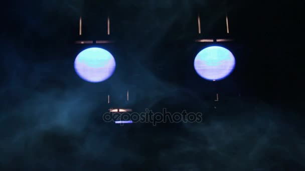 Lighting equipment on the stage. The spotlight through the smoke. Theater performance. Footage clip 4K — Stock Video