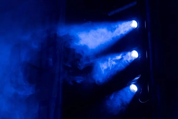 Searchlight Beams Blue Light Theatrical Smoke — Stock Photo, Image