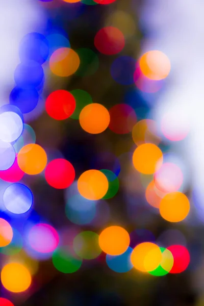 Natal Abstrato Fundo Borrado Luzes Multicoloridas Imagem Desfocada Grinalda Árvore — Fotografia de Stock