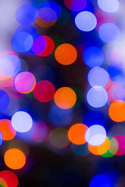 Natal Abstrato Fundo Borrado Luzes Multicoloridas Imagem Desfocada Grinalda Árvore — Fotografia de Stock