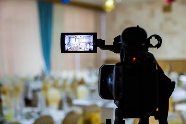 Filming Event Videography Served Tables Banquet Hall — Stock Photo, Image