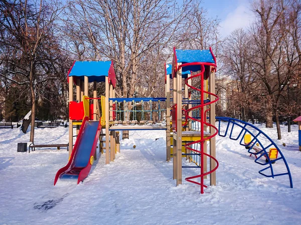 Children Playground City Park Sunny Winter Day Royalty Free Stock Photos