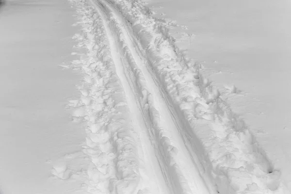 Kayak Pisti Karda Ayak Izleri Kış Günü — Stok fotoğraf