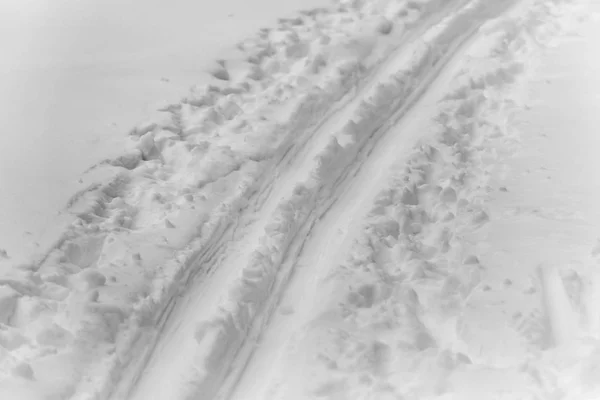 Kayak Pisti Karda Ayak Izleri Kış Günü — Stok fotoğraf