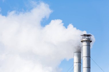 Çevre kirliliği Chp. baca dumanı. Çevre felaketi. Mavi gökyüzü