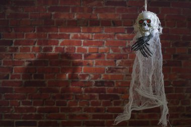 Korkunç iskelet darağacında üzerinde. Halloween ruhu.