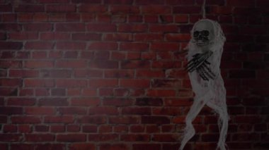 Korkunç iskelet darağacında üzerinde. Halloween ruhu.
