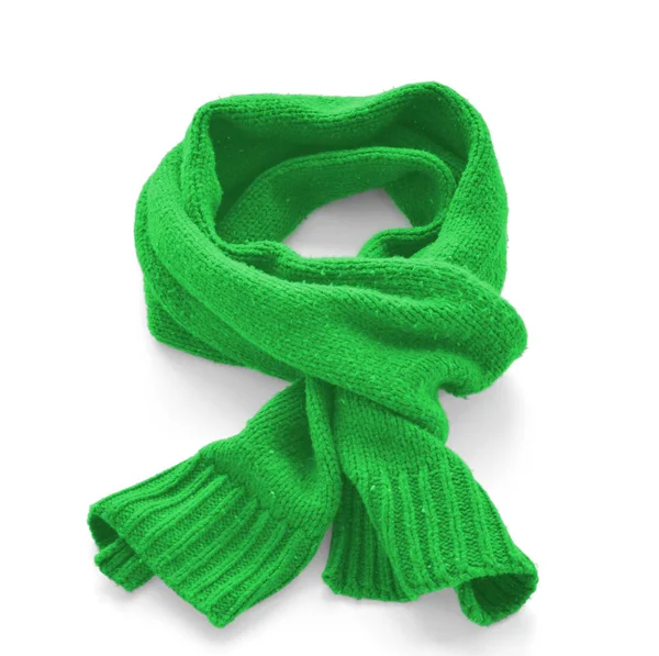Grön varm halsduk på vit bakgrund — Stockfoto