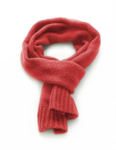 Червоний теплий шарф на білому тлі — стокове фото