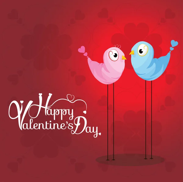 Valentinstag Hintergrund mit zwei Liebesvögeln. — Stockvektor