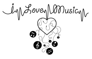  Müzik - vektör grafiği için t-shirt baskı seviyorum. 