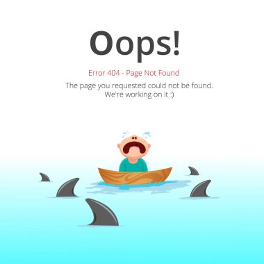 Hata 404 sayfa düzeni vektör tasarımı. Web sitesi 404 sayfa yaratıcı kavramı. İstediğiniz sayfa bulunamadı. Oops 404 hata sayfası.