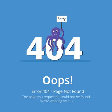 Hata 404 sayfa düzeni vektör tasarımı. Web sitesi 404 sayfa yaratıcı kavramı. İstediğiniz sayfa bulunamadı. Oops 404 hata sayfası. 