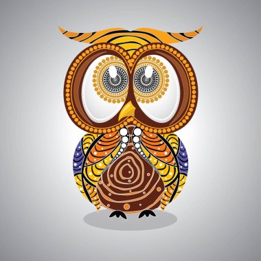 Aborijin baykuş vektör. Nokta baykuş yerli stili temel alan illüstrasyon. 