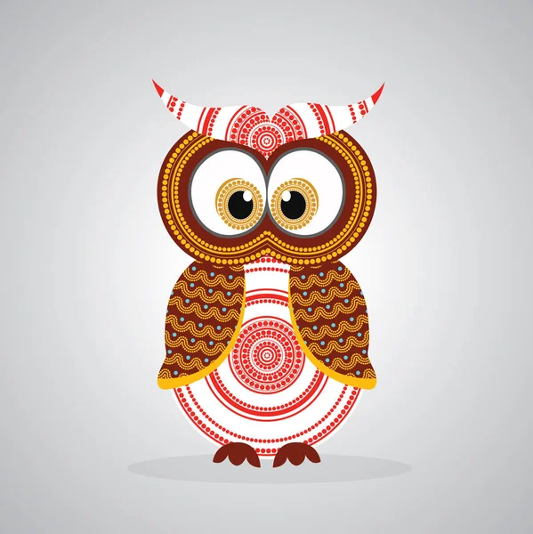 Aborijin baykuş vektör. Nokta baykuş yerli stili temel alan illüstrasyon