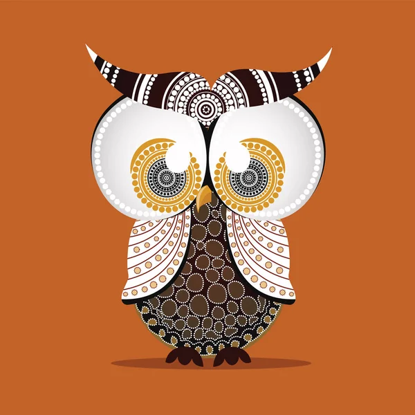Aborijin baykuş vektör. Nokta baykuş yerli stili temel alan illüstrasyon. 