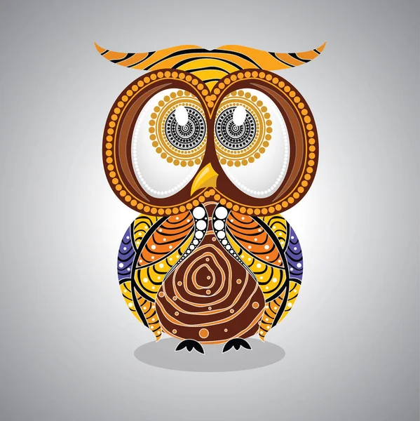 Aborijin baykuş vektör. Nokta baykuş yerli stili temel alan illüstrasyon. 