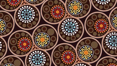 Aborijin peyzaj nokta sanat arka plan - vektör çizim 