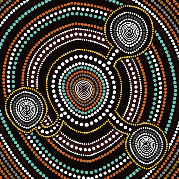 Pintura Vectorial Arte Aborigen Concepto Conexión Ilustración Basada Estilo Aborigen — Vector de stock