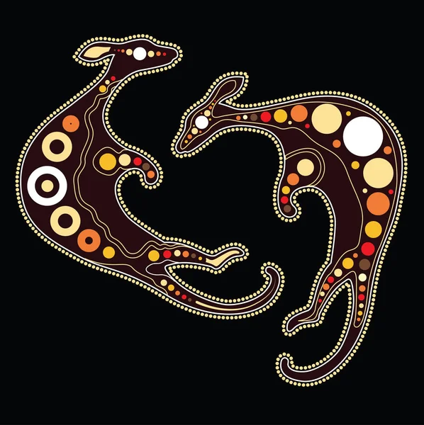 Kangourou Vecteur Art Aborigène Illustration Kangourou — Image vectorielle
