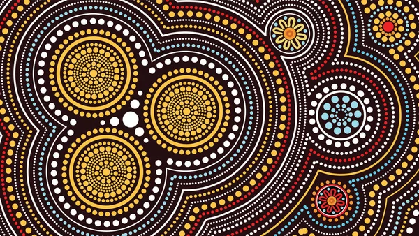 Lukisan Vektor Seni Aborigin Konsep Connection Ilustrasi Berdasarkan Gaya Asli - Stok Vektor
