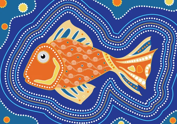 Картина Рыбы Аборигенов Векторная Иллюстрация — стоковый вектор