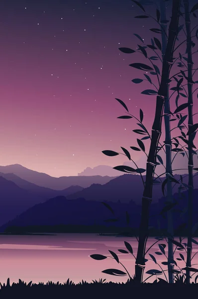 Paisaje Fondo Pantalla Móvil Fondo Naturaleza Con Vista Retrato Bambú — Vector de stock