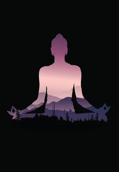 Будда Фон Вектор Будди Природи Медитація Фон Ілюстрація — стоковий вектор