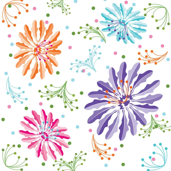 Fond Fleur Coloré Motif Floral Sans Couture Dans Vecteur — Image vectorielle