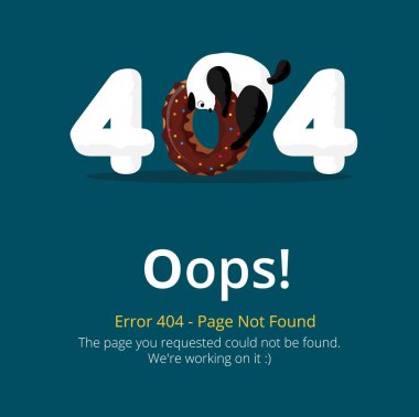 Hata 404 sayfa düzeni vektör tasarımı. Web sitesi 404 sayfa yaratıcı kavramı. İstediğiniz sayfa bulunamadı. Oops 404 hata sayfası. 