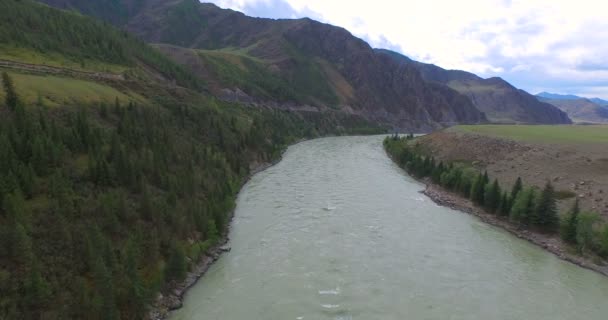 Flight over the River — стоковое видео