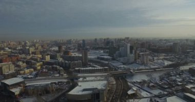 Soğuk bir günde Novosibirsk şehir genel bakış