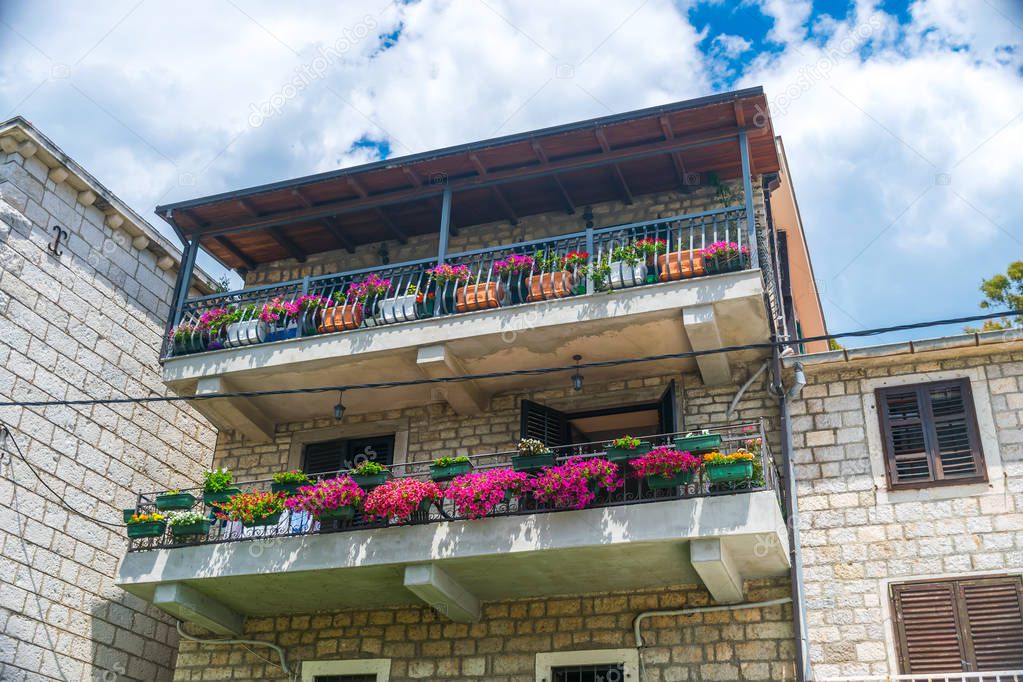 Scenic balconies in the narrow old streets