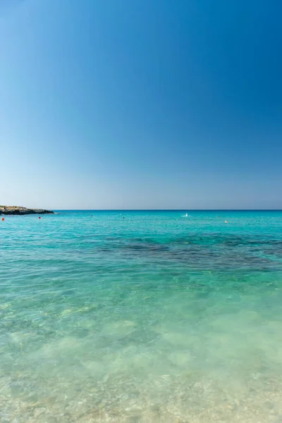 Playa Más Famosa Chipre Con Aguas Cristalinas Playa Nissi — Foto de Stock