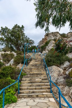 The road to the top of the church in Protaras, Cyprus. Church of the Prophet Elijah.