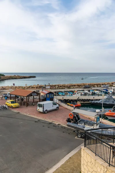 Cyprus Protaras May 2018 Fishermen Moored Boats Pier Village — Stok fotoğraf