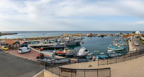 Cyprus Protaras May 2018 Fishermen Moored Boats Pier Village — Stockfoto