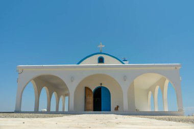 On the seashore is the chapel and cave of Ayia Thekla.
