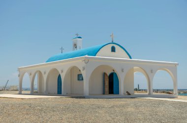 On the seashore is the chapel and cave of Ayia Thekla.