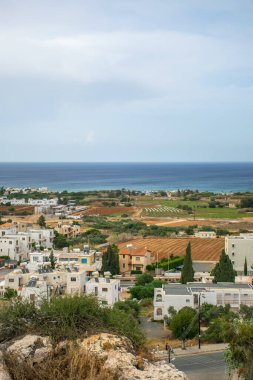 View of the city of Protaras from the top of the mountain, on which the Church of the Prophet Elijah is located.