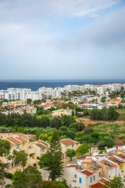 View of the city of Protaras from the top of the mountain, on which the Church of the Prophet Elijah is located.