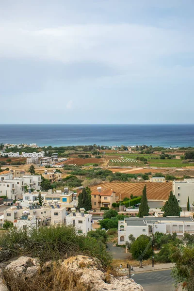 Zicht Stad Protaras Vanaf Top Van Berg Waarop Kerk Van — Stockfoto