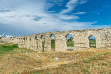 The picturesque ancient aqueduct is located near the city of Larnaca.