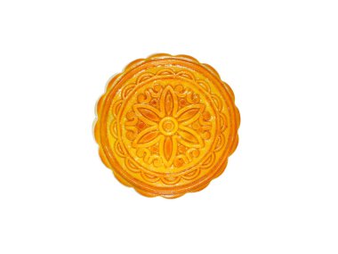 Durian mooncake üzerinde beyaz ba izole Sonbahar Ortası Festivali için