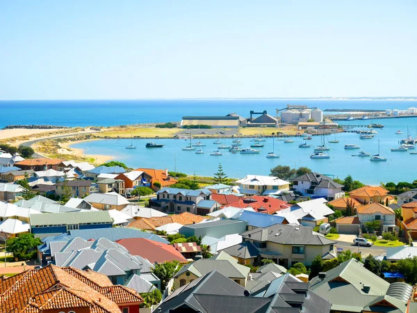 View of colorful roofs and yachts — Stock Photo, Image