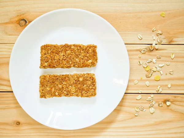 시리얼 바 또는 flapjacks 압 연된 귀리에서 만든 — 스톡 사진