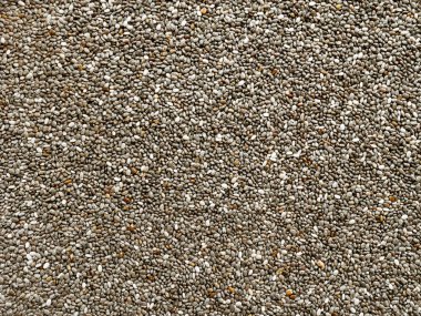 Beyaz arka planda izole Chia tohumları. Üst görünüm.