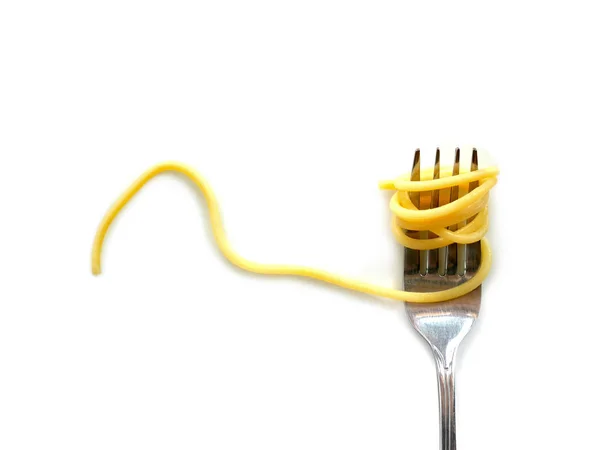 Cooked capellini spaghetti with fork — Stock Photo, Image